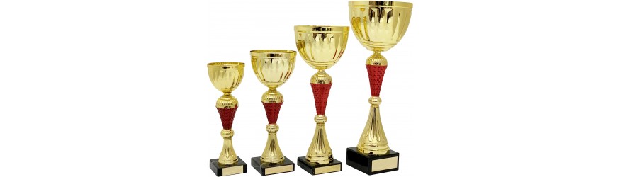 GOLD METAL CUP AND RED RISER AVAILABLE IN 4 SIZES
